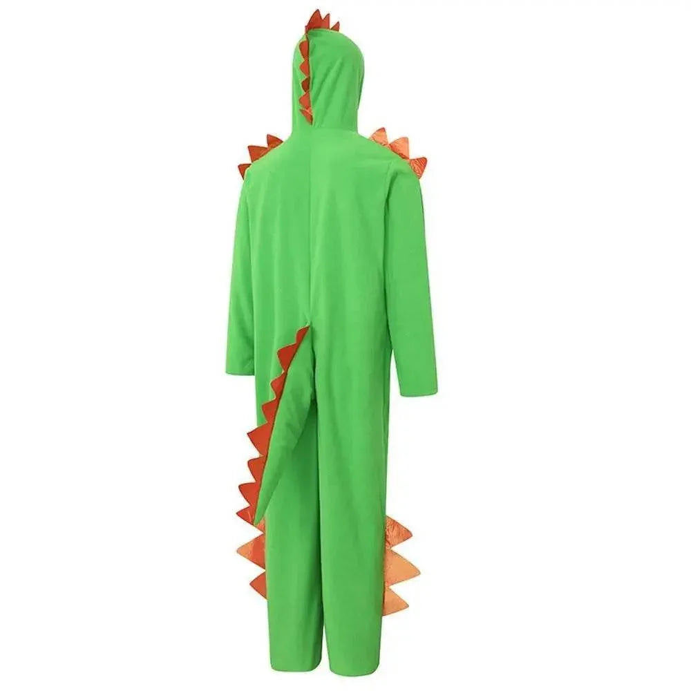 Cute Green Big Tail Dinosaur Animal Adult Jumpsuit Cosplay Costume Carnival - Azufun