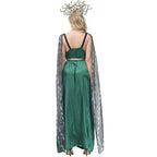 Dark green snake print slit dress mythical siren Medusa dress Halloween Costumes for adult - Azufun