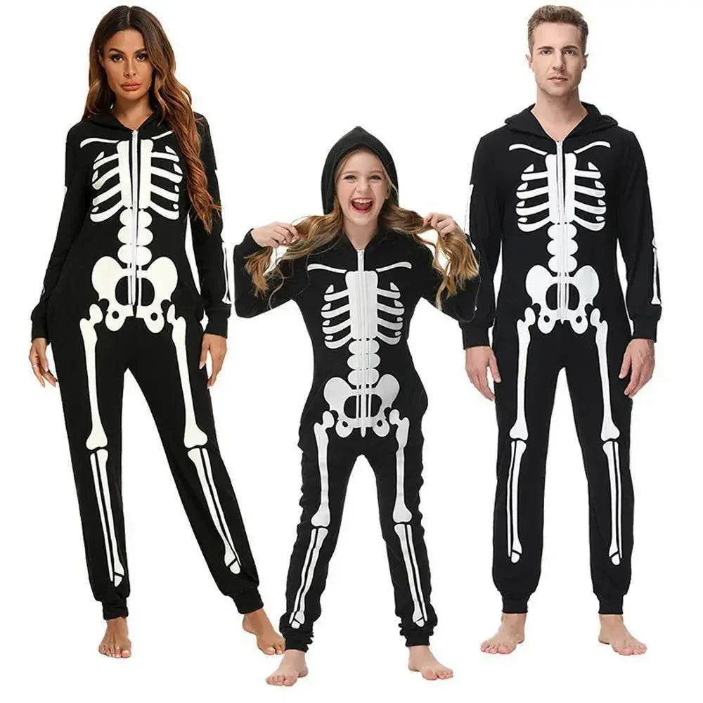 Fluorescent home costume horror pajamas Halloween costume Family Matching Costumes - Azufun