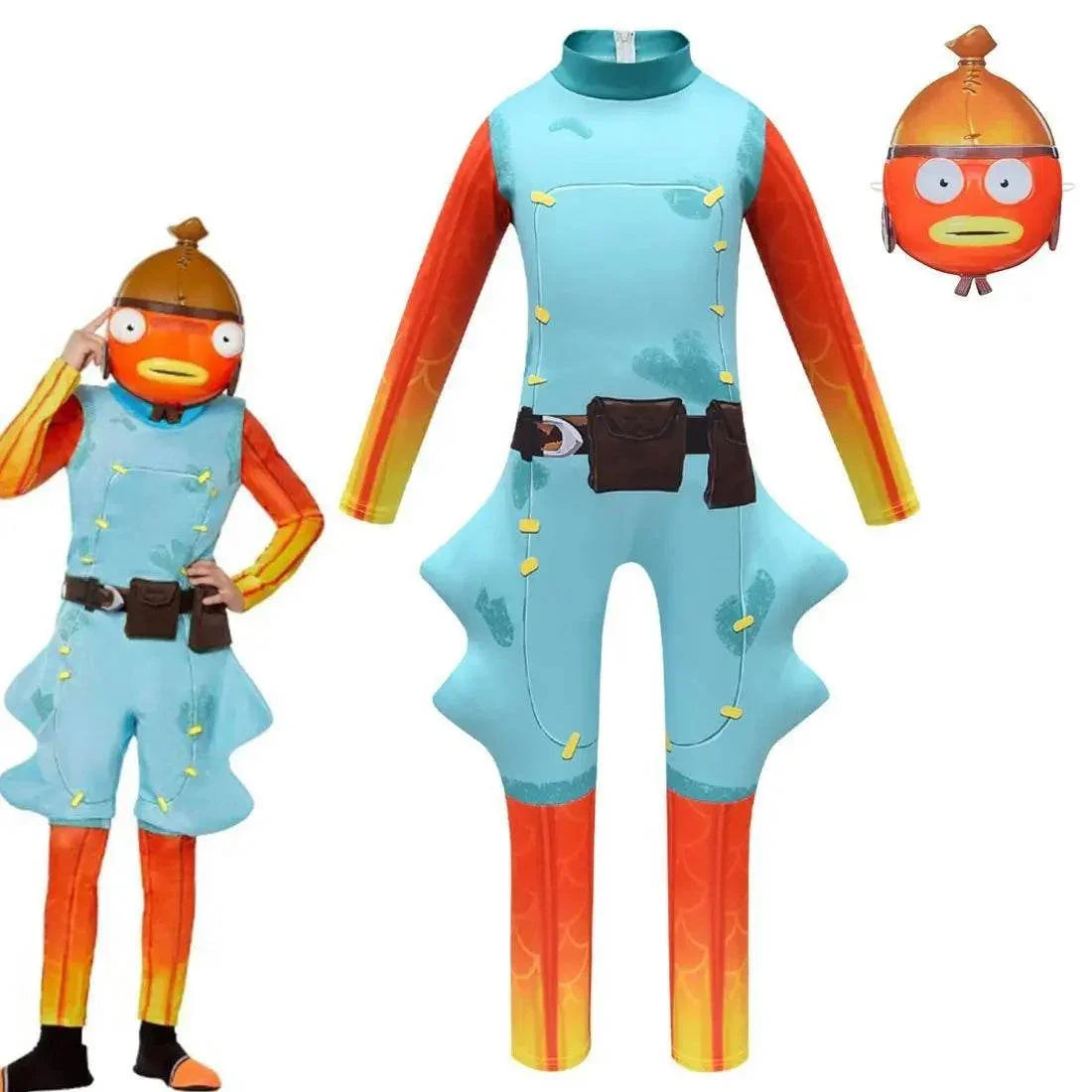 Fortnite Fishstick Cosplay Halloween Costumes Fish Jumpsuit - Azufun