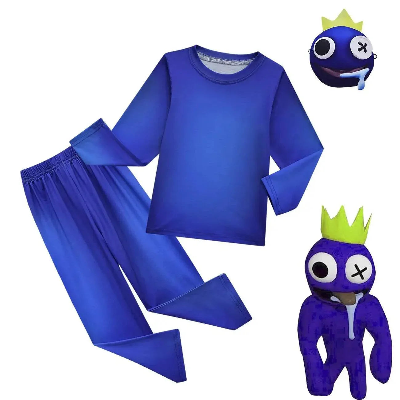 Game Roblox rainbow friends Costume Cosplay Blue Monster Pajamas set For Kids - Azufun