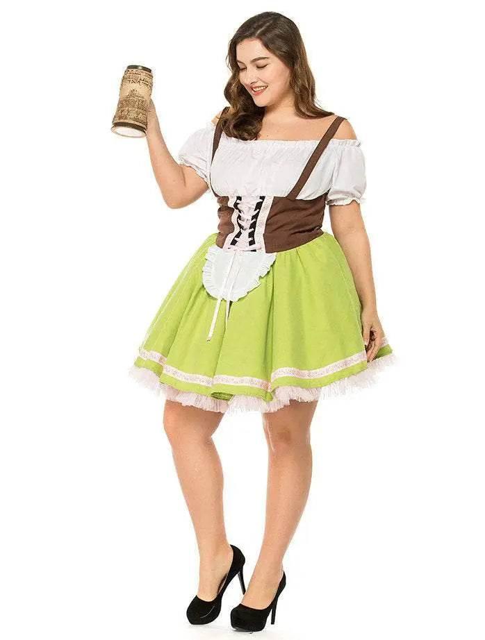 German Oktoberfest Outfit Halloween Plus Size Dress Women Cosplay Costume - Azufun
