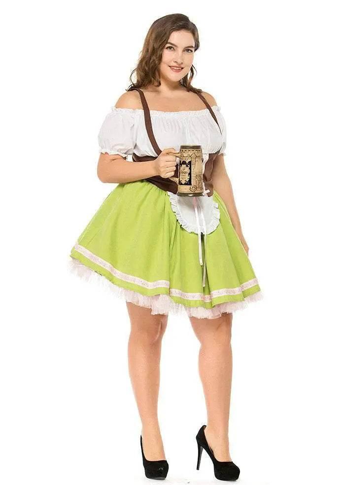German Oktoberfest Outfit Halloween Plus Size Dress Women Cosplay Costume - Azufun