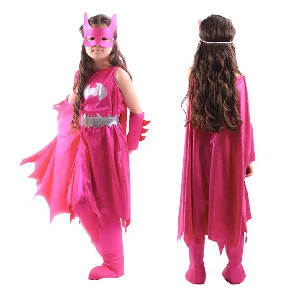 Girl's Deluxe Pink Batgirl Cosplay Costume Halloween Fancy Dress Up Outfit for Child - Pajamasbuy