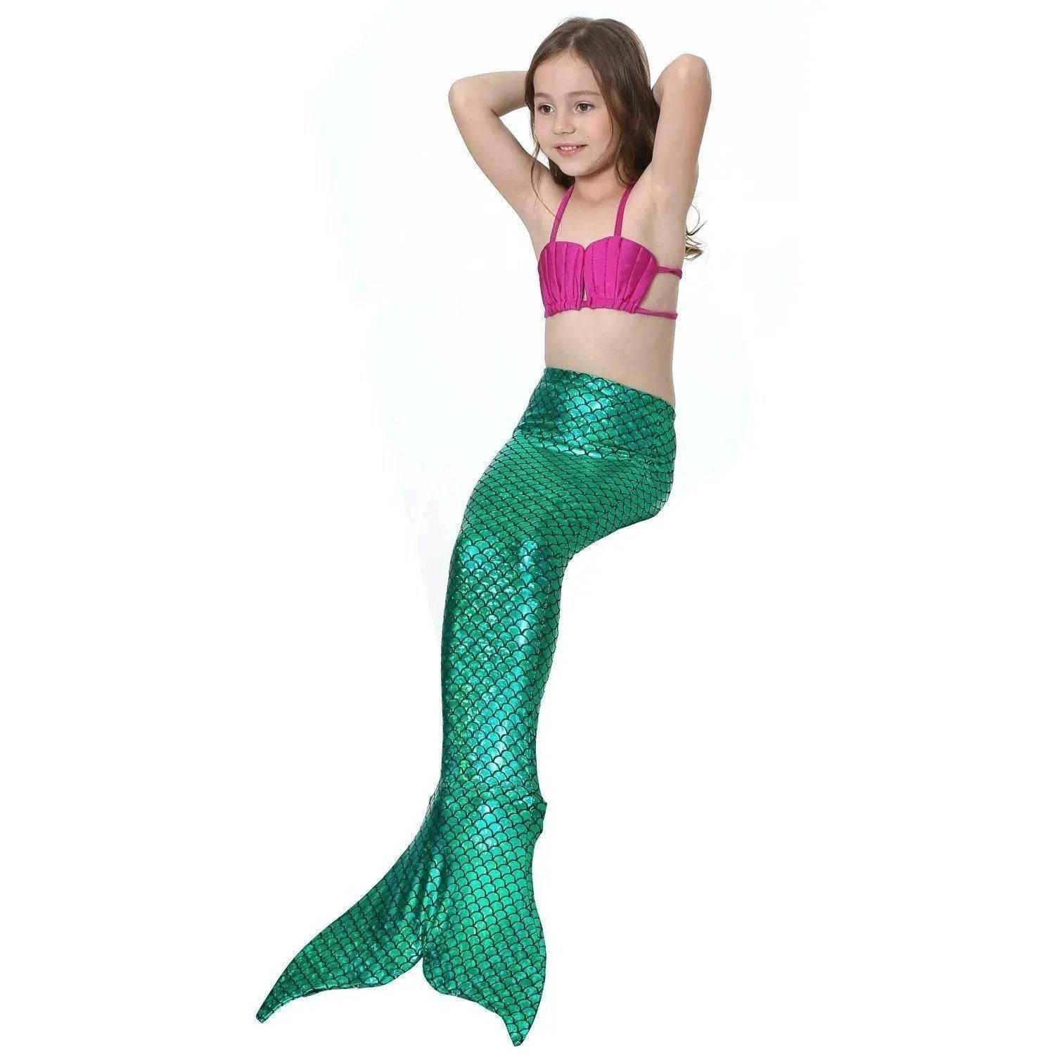 Girls Kids Mermaid Tail Swimwear Bikini Set Swimsuit Swimming Costume - Azufun