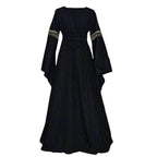Gothic retro women's Medieval Court Costume Robe large size trumpet sleeve long dress - Azufun