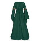 Gothic retro women's Medieval Court Costume Robe large size trumpet sleeve long dress - Azufun