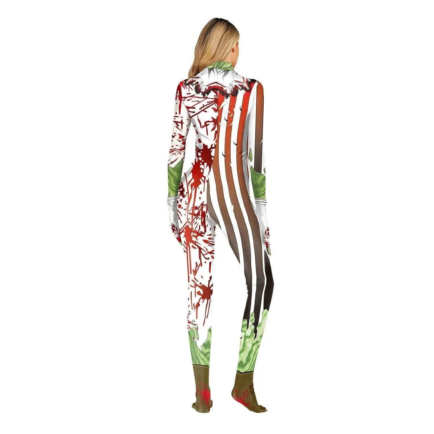 Halloween Masquerade Elastic Clown Cosplay Costume Polyester Bodysuit - Azufun