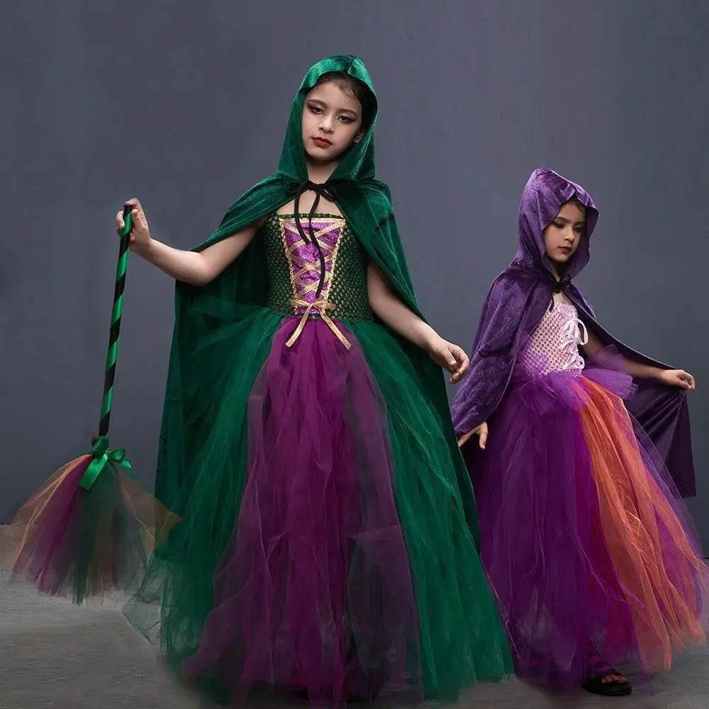 Hocus Pocus Sanderson Winifred Sarah Mary Costume sisters Tutu Dress for kids Girl Halloween Party Gift - Azufun