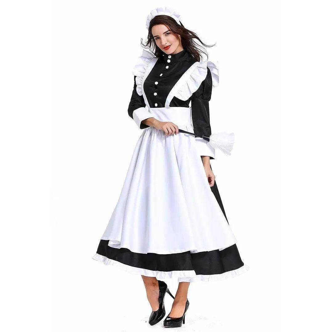 Housekeeper French maid costume German maid costume black and white long skirt unisex - Azufun