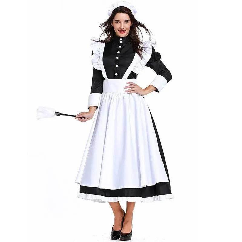 Housekeeper French maid costume German maid costume black and white long skirt unisex - Azufun