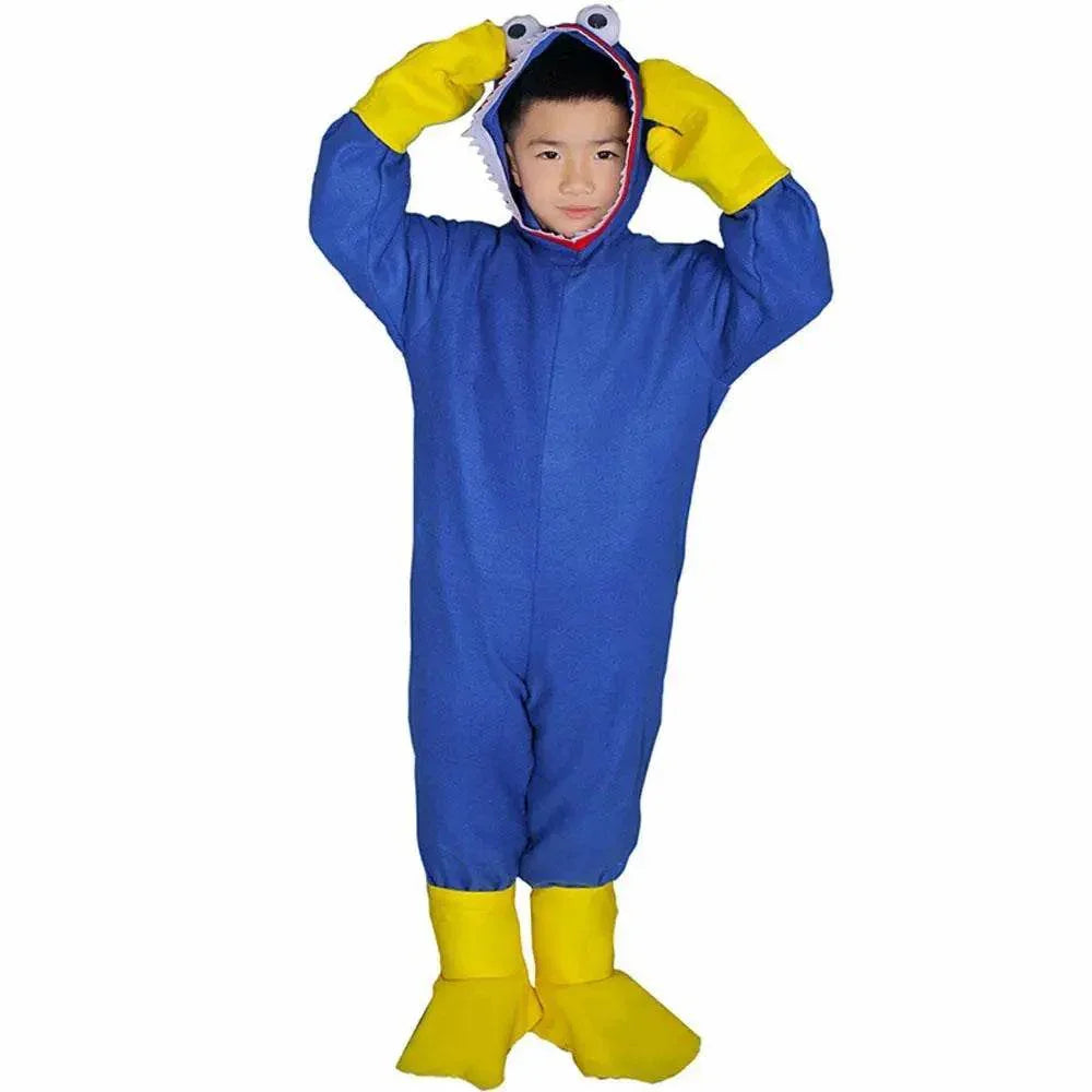 Huggy-Wuggy Cosplay Costume Poppy-Playtime Jumpsuit Onesie Halloween Outfit for Kids Boys Girls - Azufun