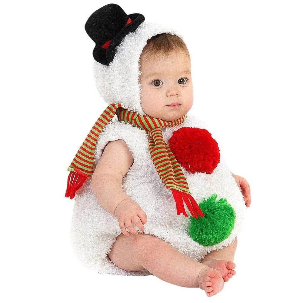 Infant Christmas Costume Snowman White Rompers - Azufun