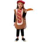 Kids Bun Hot Dog Onesie Funny Novelty Halloween Cosplay Party Costume - Azufun