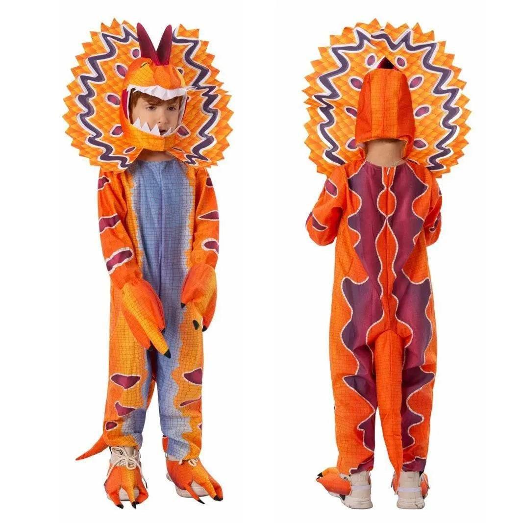Kids Dilophosaurus Orange Animal Halloween Cosplay Party Costumes - Azufun