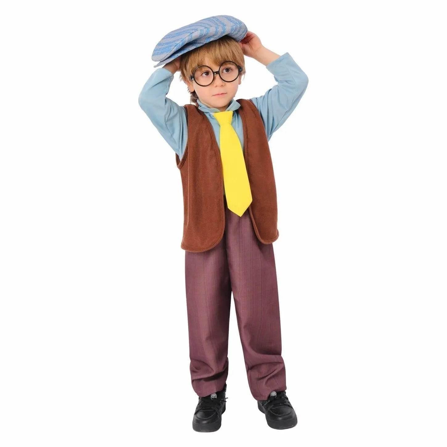 Kids Grandpa Old Man Christmas Costume Festive Role Play Outfit for School Performances - Azufun