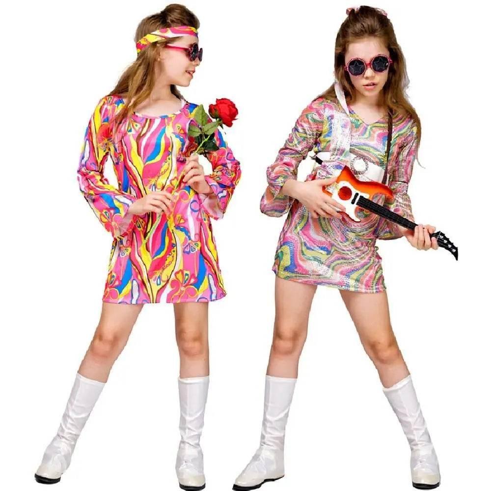 Kids Hip Hop Rock Hippie 80s Costumes Cosplay Halloween Outfit - Azufun