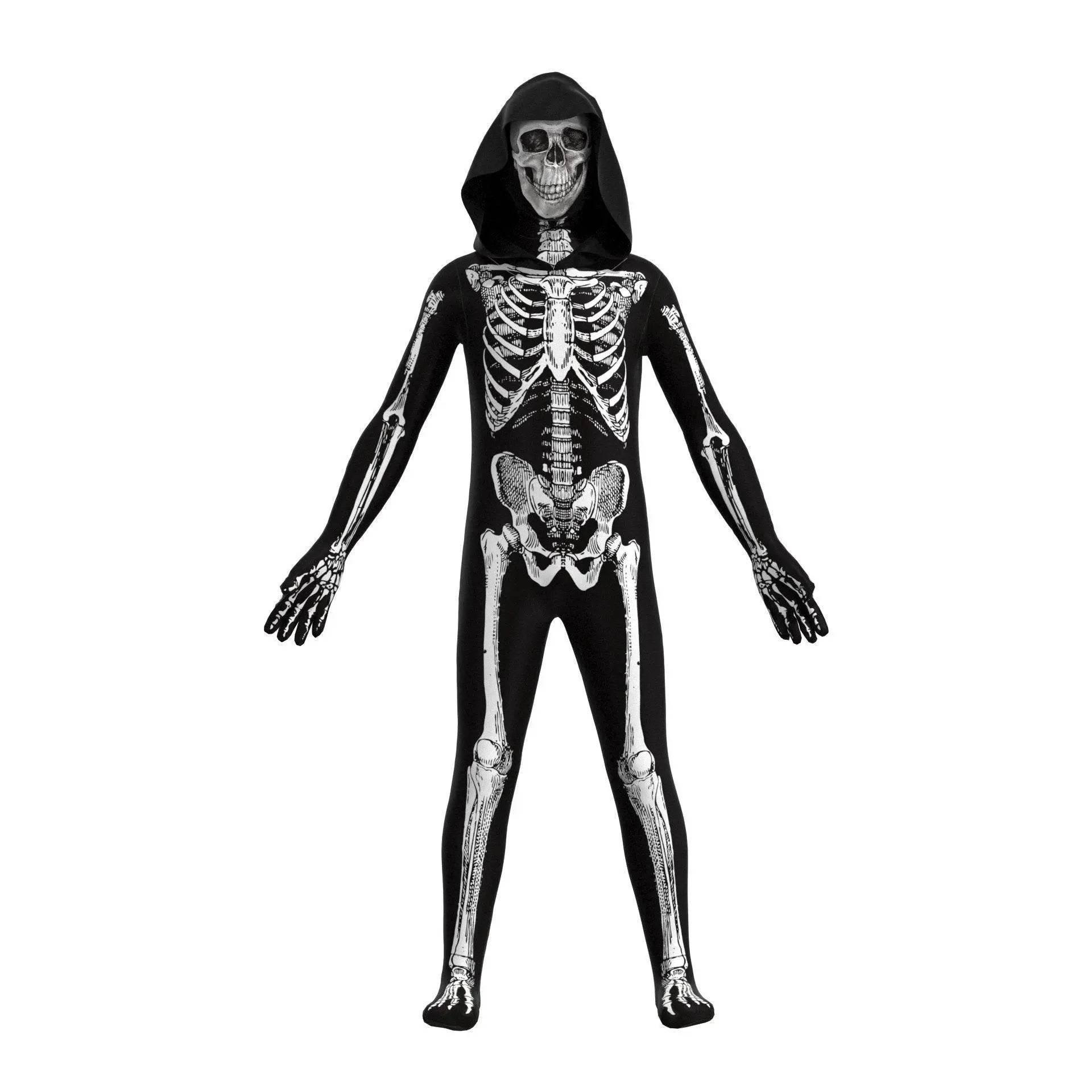 Kids Horror Skull Zentai Jumpsuit Costumes Halloween Carnival Cosplay - Azufun