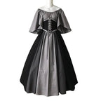 Medieval retro flying sleeves tie waist long one shoulder dress For Women - Azufun
