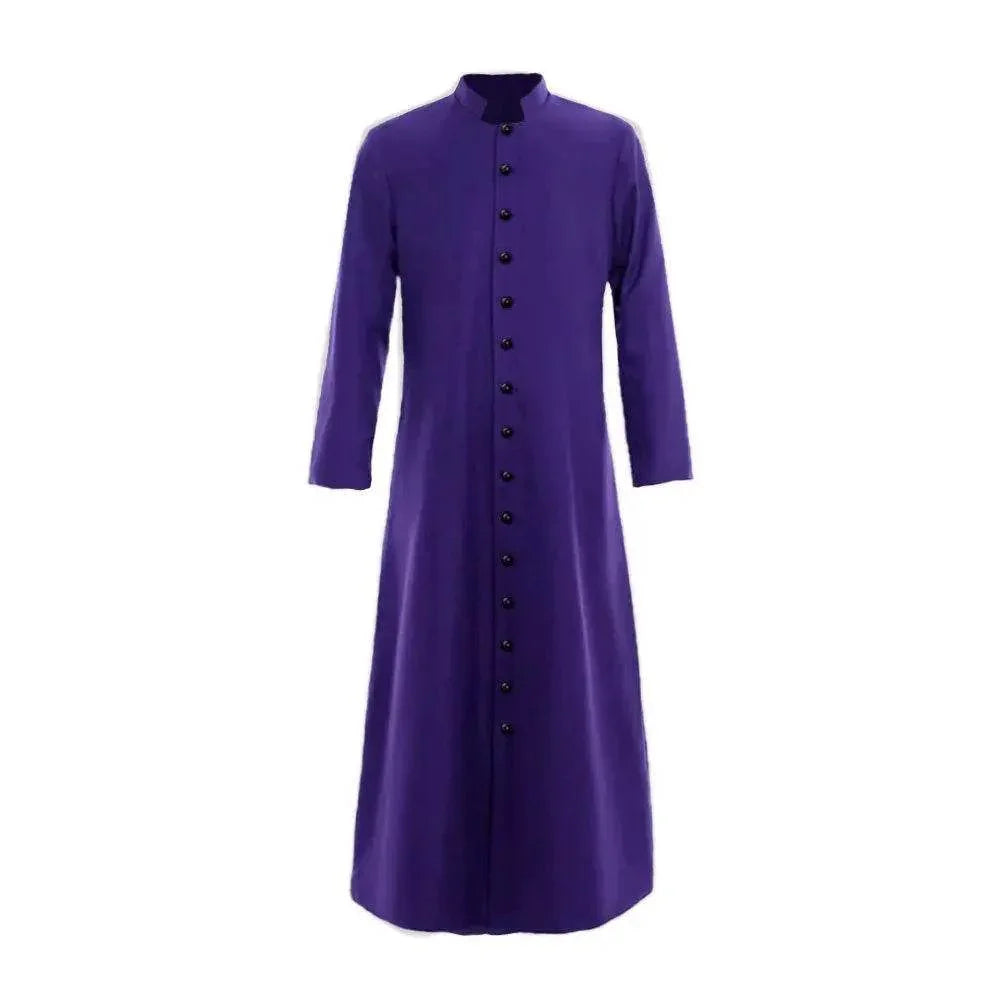 Men's Single Breasted Minister Choir Cassock Robe Costumes Party Performance - Azufun