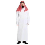 Middle East Dubai Prince adult male White Arab Red turban performance stage costume Cosplay - Azufun