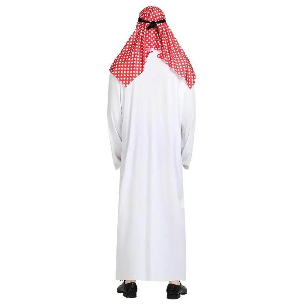 Middle East Dubai Prince adult male White Arab Red turban performance stage costume Cosplay - Azufun