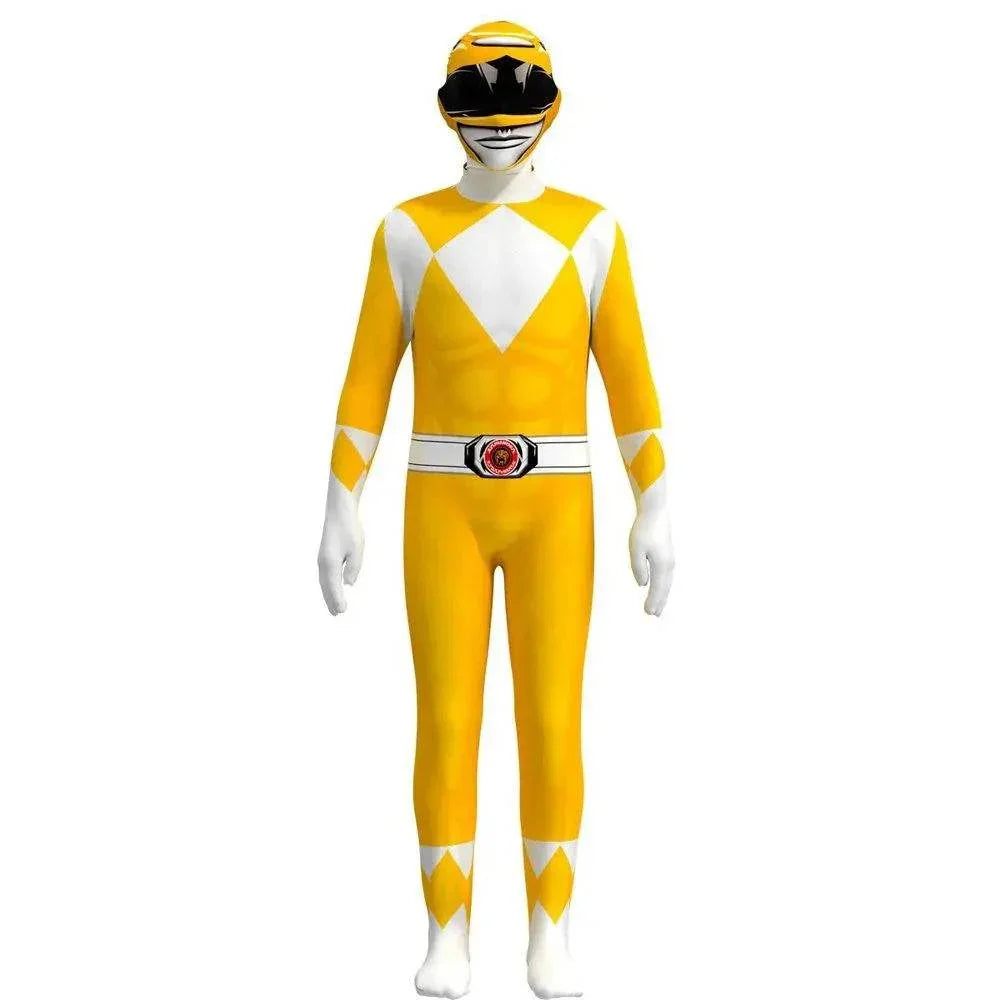 Mighty Morphin Power Rangers Costume Kids Superhero Bodysuit Halloween jumpsuits onesies - Azufun