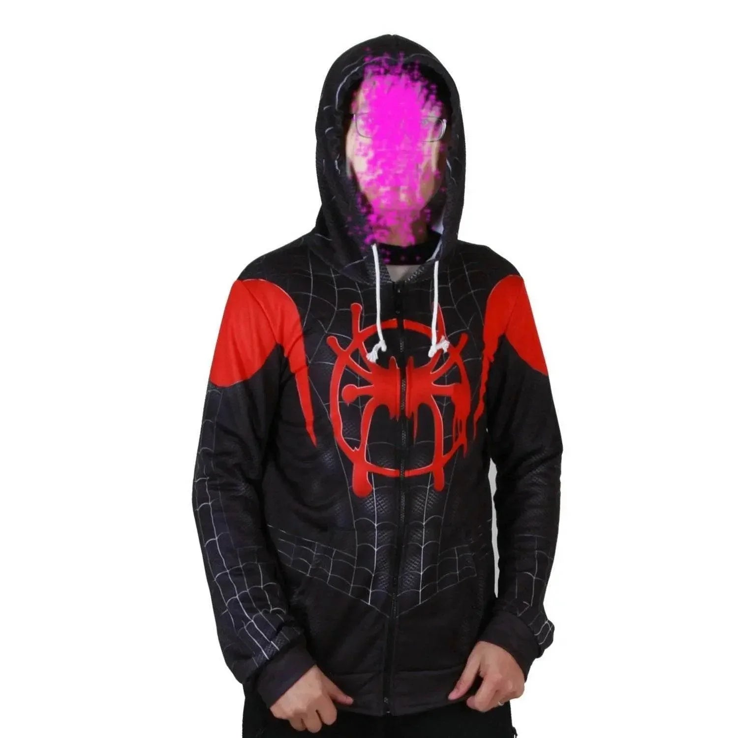 New Age Black Spiderman Miles Hero Cosplay Halloween Costume Sweater - Azufun
