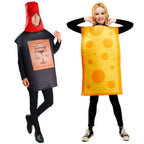 Red Wine Bottle Cheese Adult Couples Funny Party Costume For Women Men - Azufun