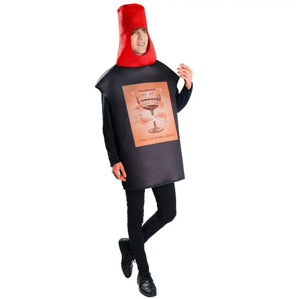 Red Wine Bottle Cheese Adult Couples Funny Party Costume For Women Men - Azufun