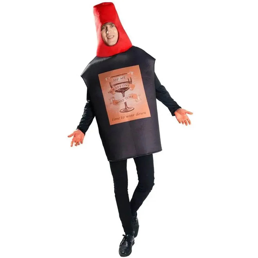 Red Wine Bottle Cheese Adult Couples Funny Party Costume For Women Men - Azufun