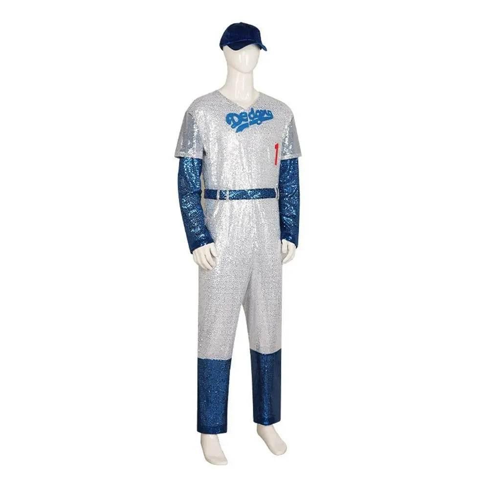 Rocketman Elton John Dodgers Baseball Costume Cosplay Uniform Halloween Carnival Suit - Azufun