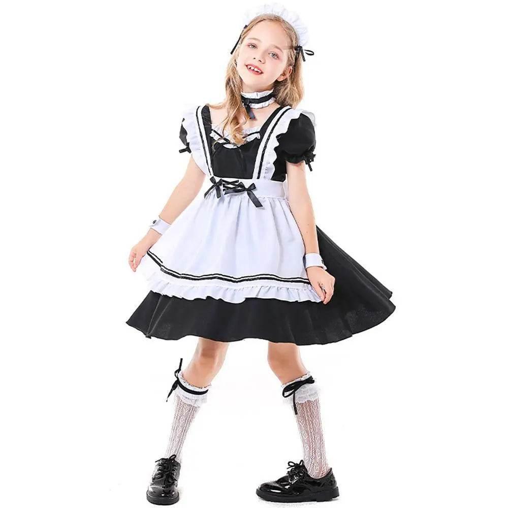 Role maid Costumes Kids playing black and white maid suit - Azufun