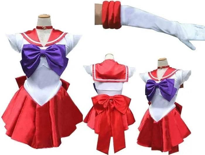Sailor Moon Venus Uranus Cosplay Costume Dress Uniform With Gloves Halloween - Azufun