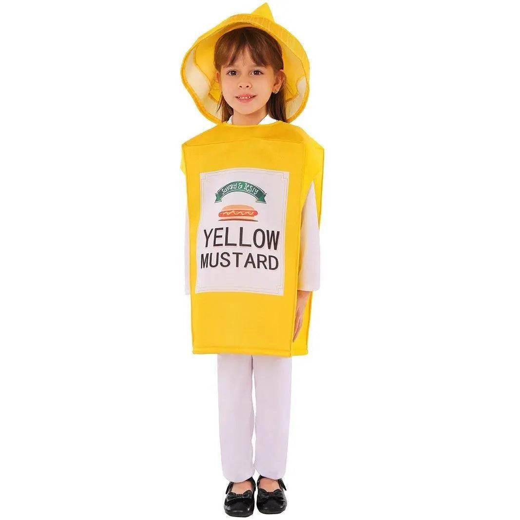 Smock Mustard Bottle Kids Funny Stage Cosplay Costumes Halloween - Azufun