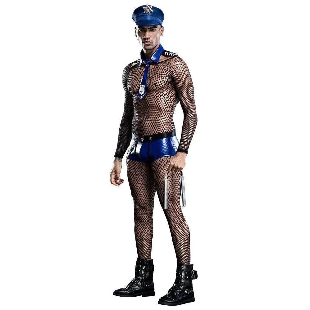 Stag Do Men Blue Police Night Club Costume - Azufun