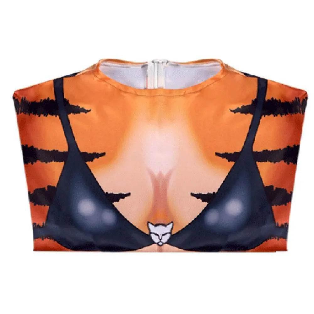 Tiger Stripes Animal Cosplay Zentai Costume Jumpsuit Bodysuit Outfits Adult - Azufun