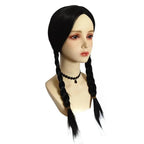 Wednesday Addams Wig The Addams Family Cosplay Black middle part braid wigs For Adult - Azufun