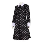 Wednesday Costume The Addams Family Cosplay Costumes Long Sleeve Printed Dress For Adult - Azufun