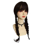Wednesday Wig The Addams Family Cosplay Black Double Ponytail Braid Wig For Adult - Azufun