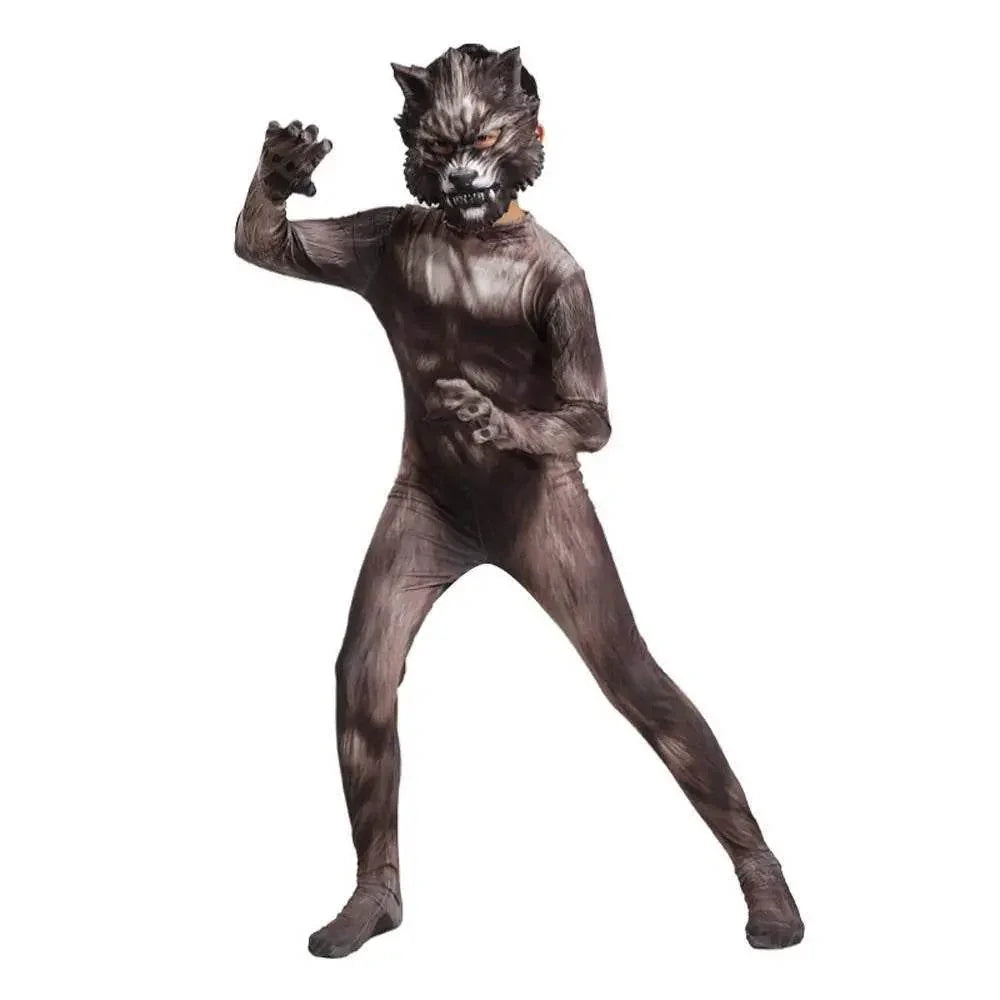 Werewolf Kid costume scary Halloween 3D Zentai Bodysuit - Azufun
