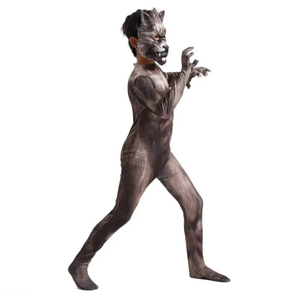 Werewolf Kid costume scary Halloween 3D Zentai Bodysuit - Azufun