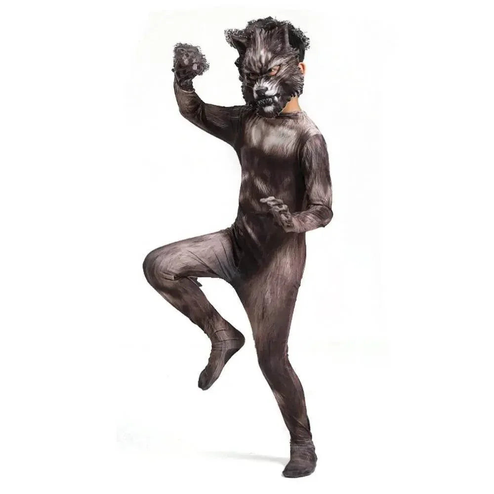 Werewolf Kid costume scary Halloween 3D Zentai Bodysuit - Azufun