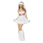 White Christmas Costume Snowman Party Performance Skirt Suit for Women - Azufun