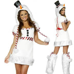 White Snowman Costume Woman Dress Halloween Christmas Party Wear - Azufun
