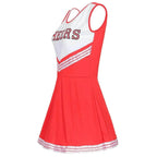 Women Cheerleader Costume Outfit With Poms Fancy Uniform Sports Dress - Azufun
