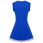 Women Cheerleader Costume Outfit With Poms Fancy Uniform Sports Dress - Azufun