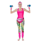Women Robbie 80s Workout Costume Fancy Dress Halloween Fanny Pack Wristband Earrings - Azufun