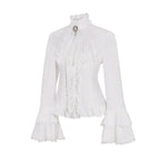 Women's Lolita Palace Retro Blouse Long Bell Sleeve Ruffled Shirt - Azufun