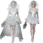 Zombie Bride Dress Fancy Dress Costume Halloween - Azufun